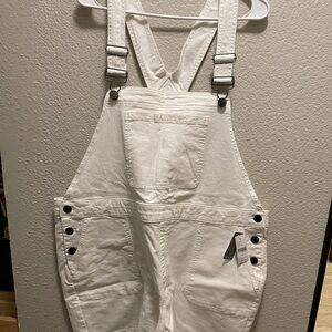 Lane Bryant White Denim Overall Shorts